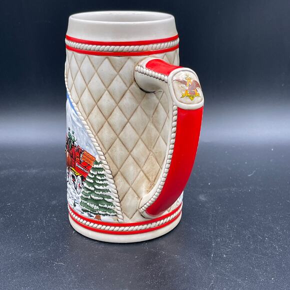 1985 "A" Series Anheuser Busch Budweiser Holiday Beer Stein Clydesdale Ceramarte - Picture 6 of 11